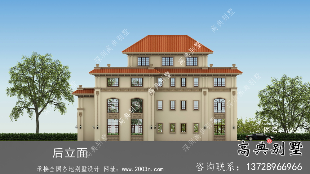 復式四層歐式別墅圖紙帶效果圖