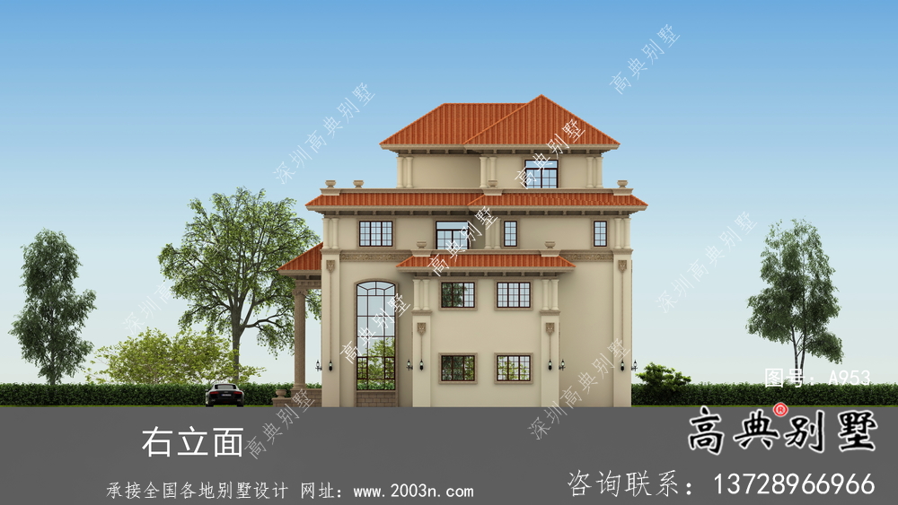 復式四層歐式別墅圖紙帶效果圖