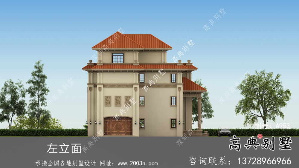 復式四層歐式別墅圖紙帶效果圖