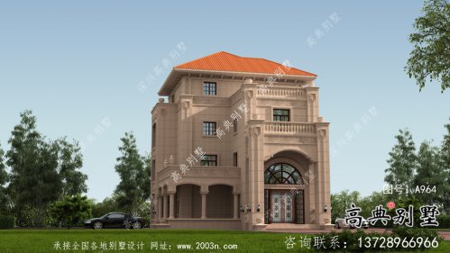 鄉村歐式四層石材別墅設計外觀效果圖