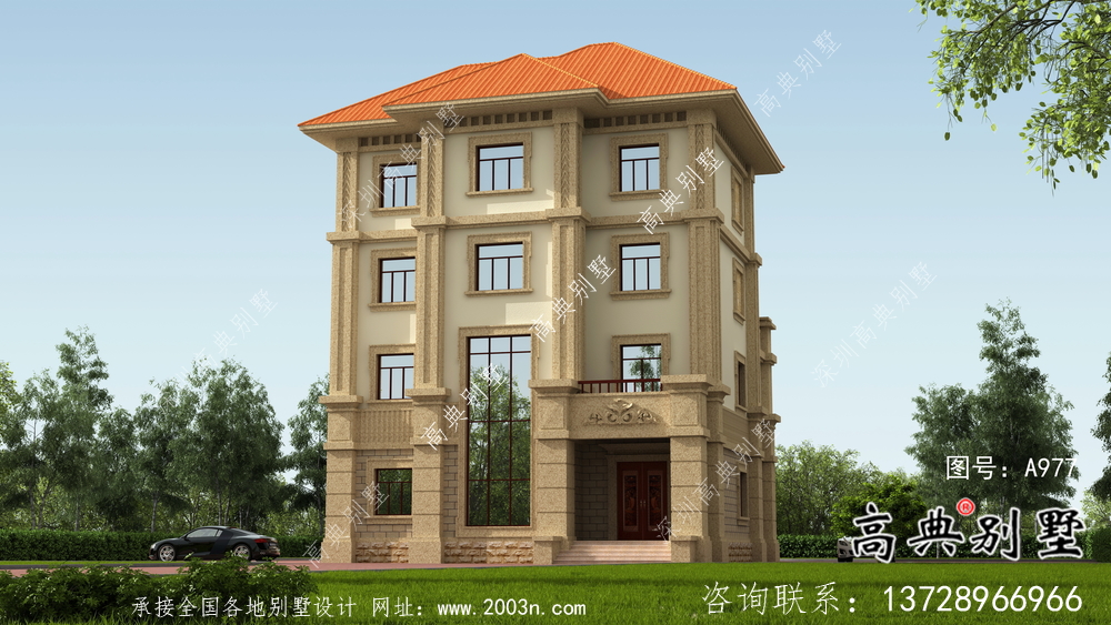 復式經典四層歐式鄉村別墅設計圖紙