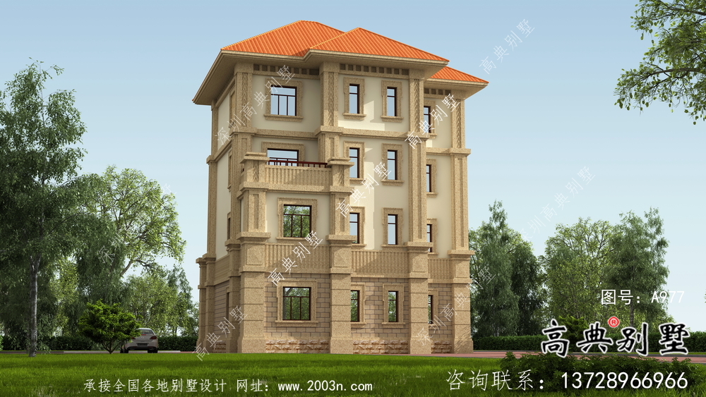復式經典四層歐式鄉村別墅設計圖紙
