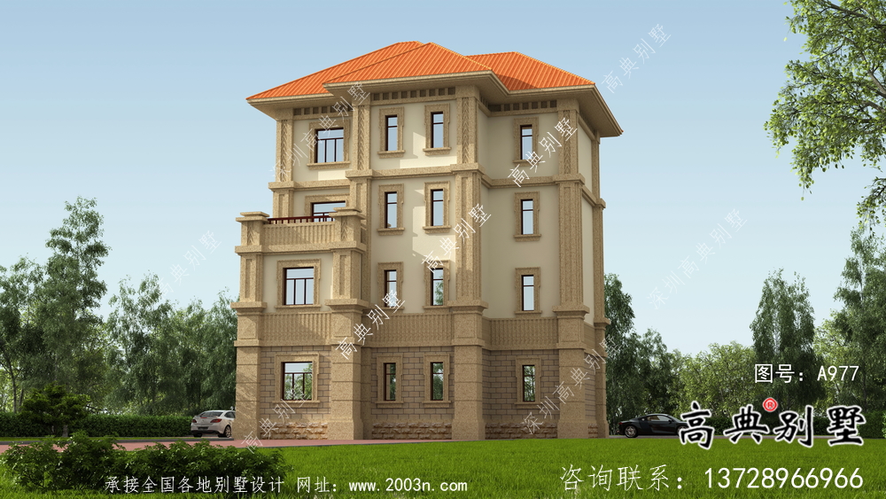 復式經典四層歐式鄉村別墅設計圖紙