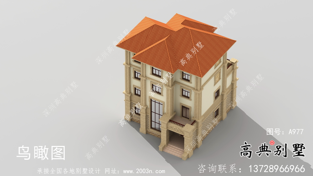 復式經典四層歐式鄉村別墅設計圖紙