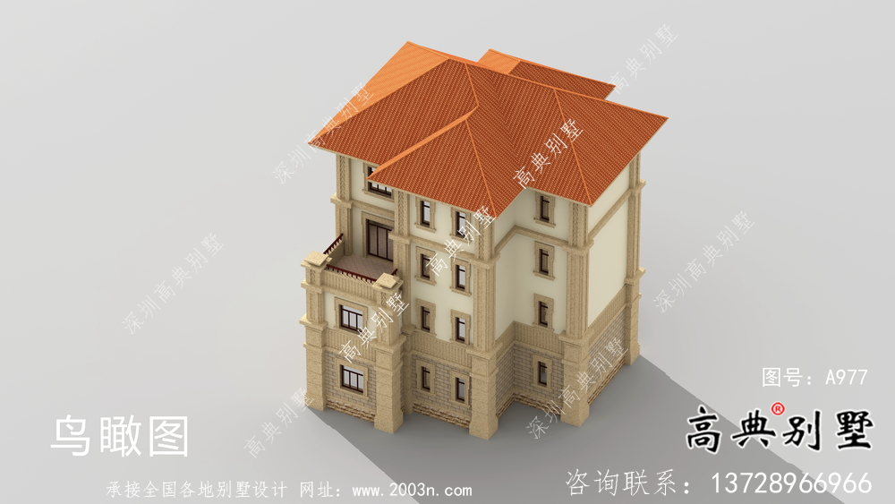 復式經典四層歐式鄉村別墅設計圖紙
