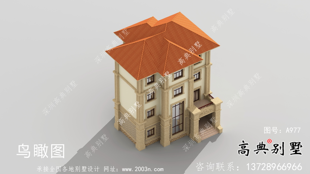 復式經典四層歐式鄉村別墅設計圖紙