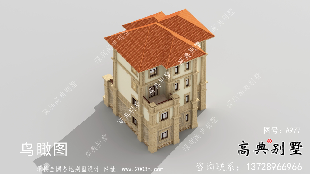 復式經典四層歐式鄉村別墅設計圖紙