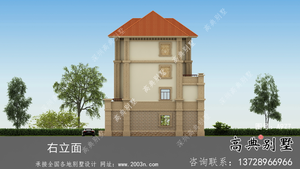 復式經典四層歐式鄉村別墅設計圖紙