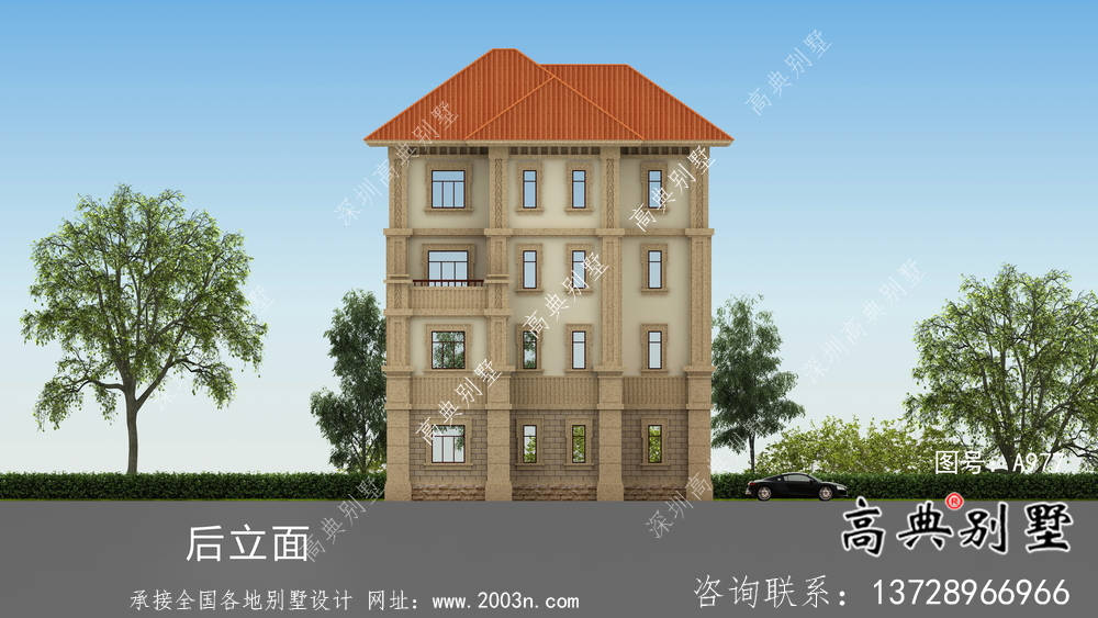 復式經典四層歐式鄉村別墅設計圖紙