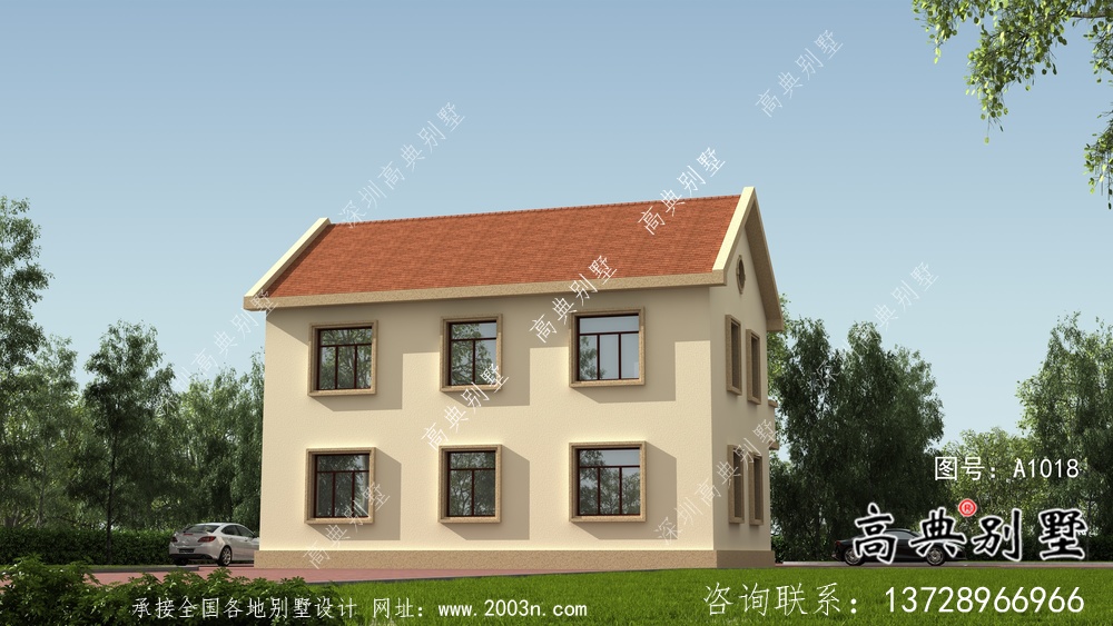 美式復古二層歐式別墅設計圖紙