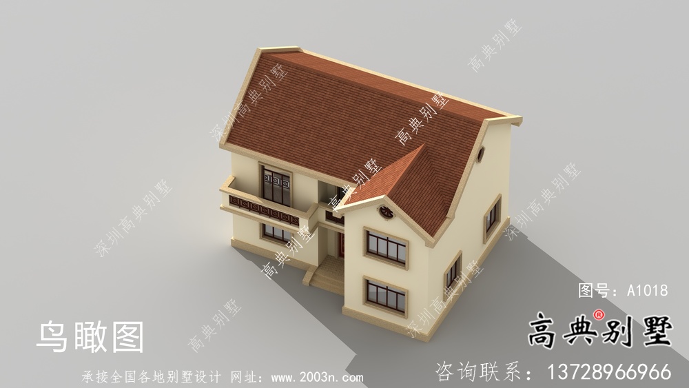 美式復古二層歐式別墅設計圖紙