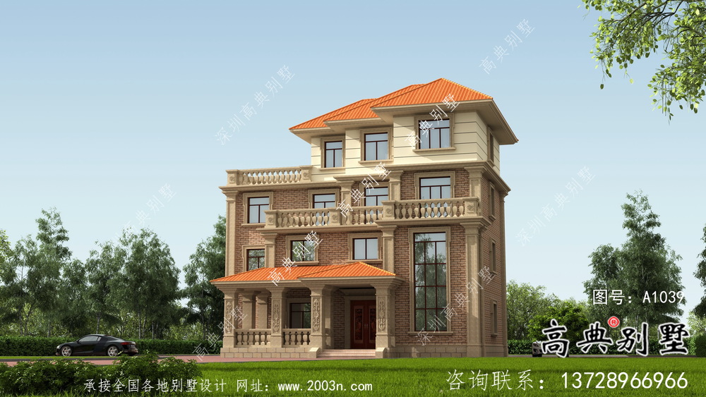 新農村自建復式四層歐式別墅設計圖紙
