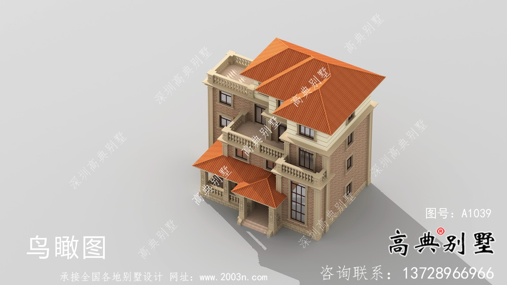 新農村自建復式四層歐式別墅設計圖紙