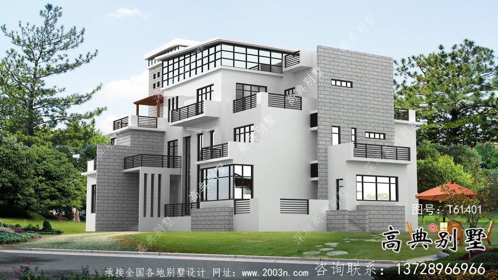 現代風格平屋頂簡約別墅設計圖