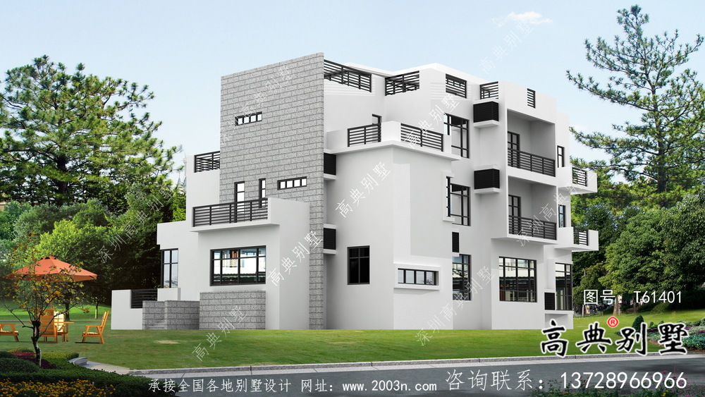 現代風格平屋頂簡約別墅設計圖