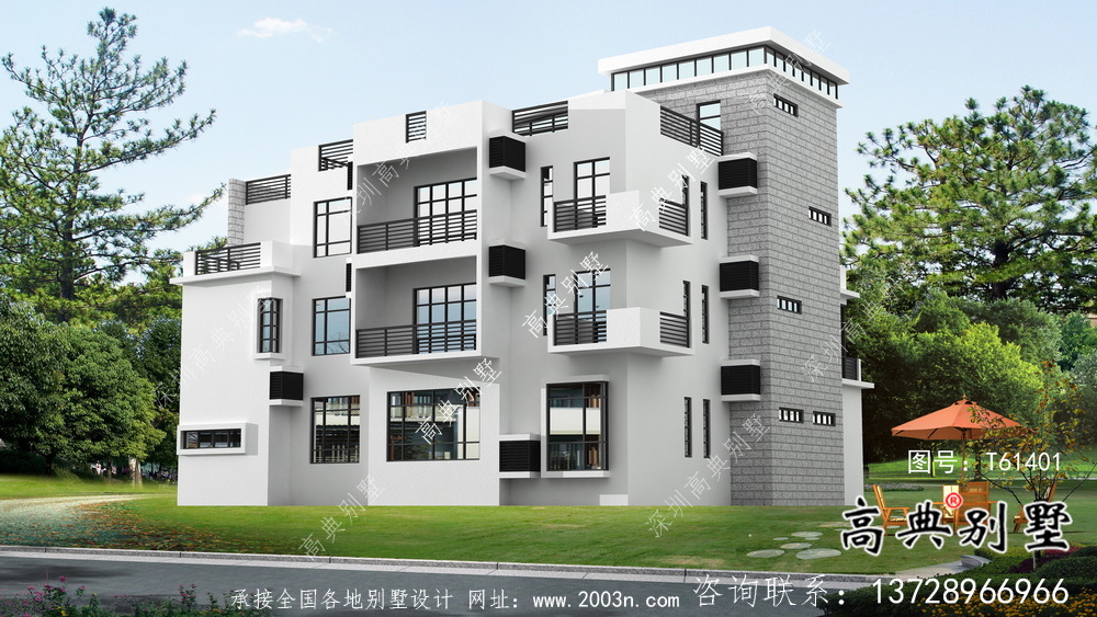 現代風格平屋頂簡約別墅設計圖