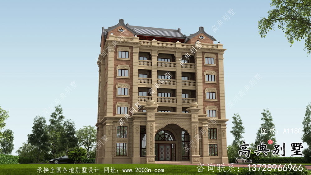 新農村中西合璧七層別墅設計圖紙