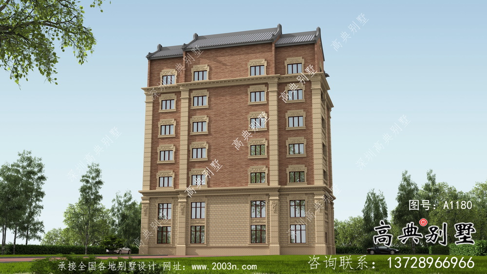 新農村中西合璧七層別墅設計圖紙