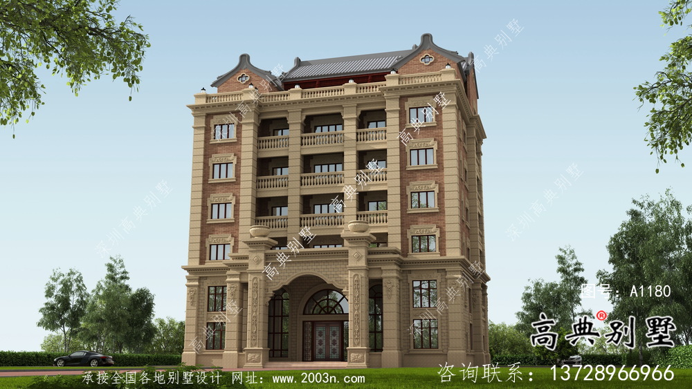 新農村中西合璧七層別墅設計圖紙