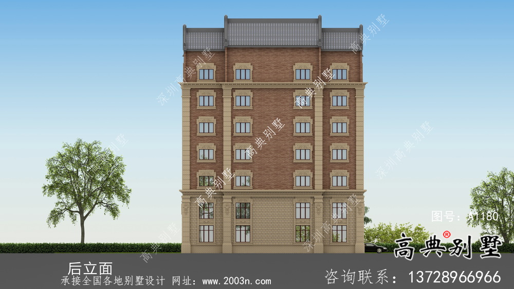 新農村中西合璧七層別墅設計圖紙
