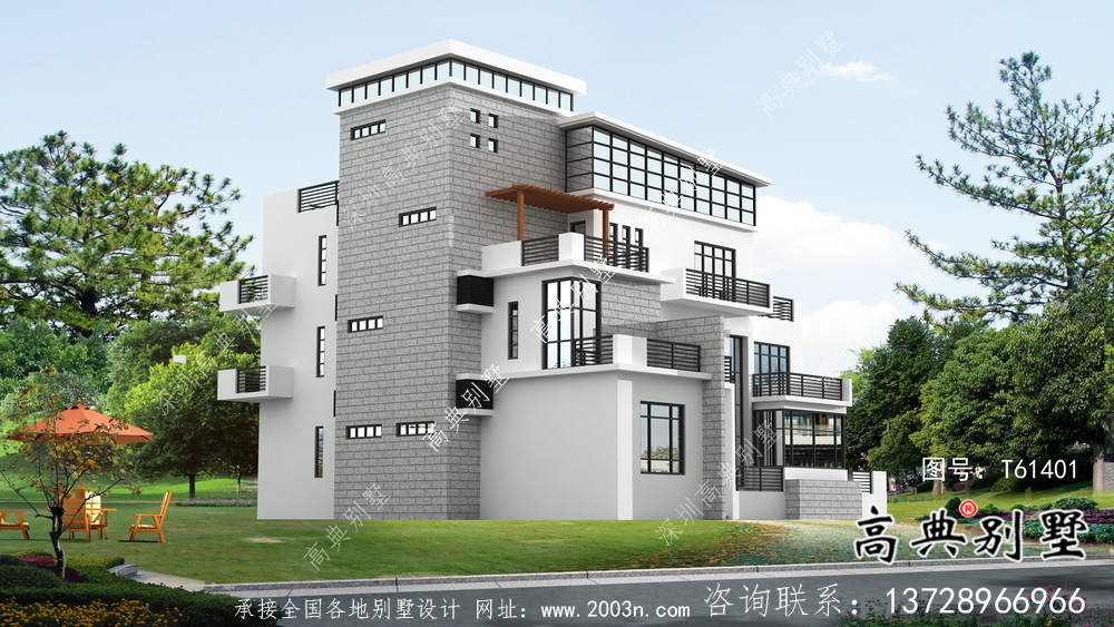 現代風格平屋頂簡約別墅設計圖
