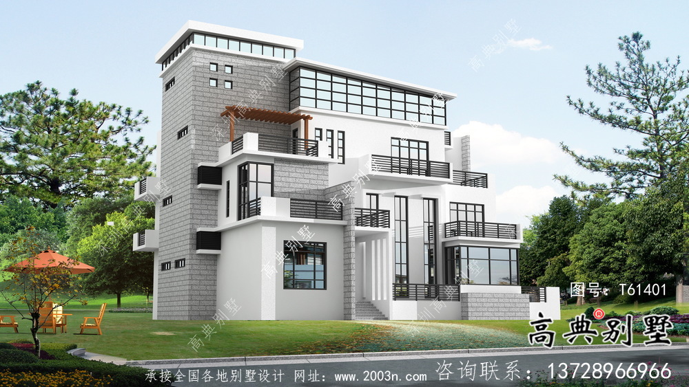 現代風格平屋頂簡約別墅設計圖