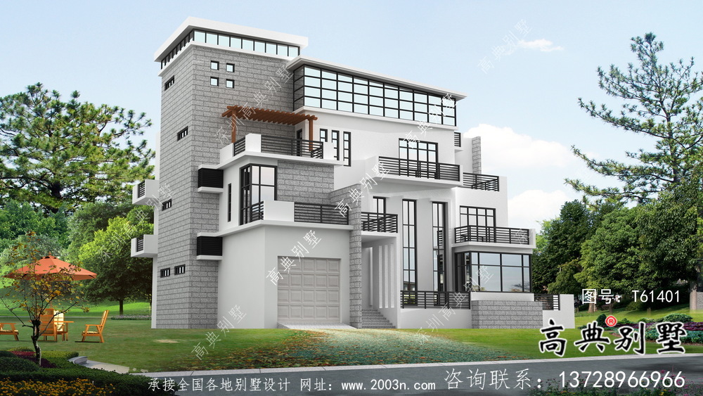 現代風格平屋頂簡約別墅設計圖