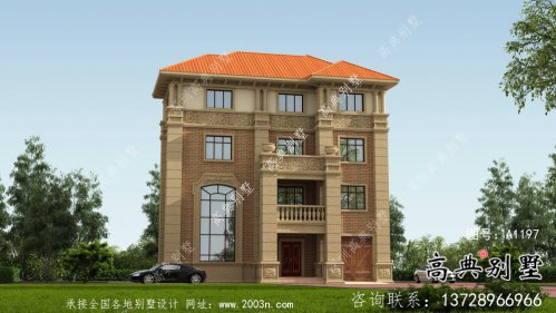 農村歐式四層別墅外觀效果圖及施工圖