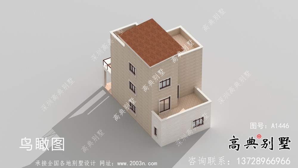 現代風格四層平屋頂鄉村別墅設計圖紙
