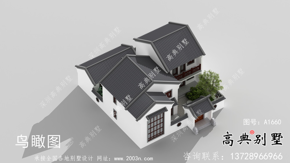 新中式文雅二層蘇式園林別墅設計圖紙