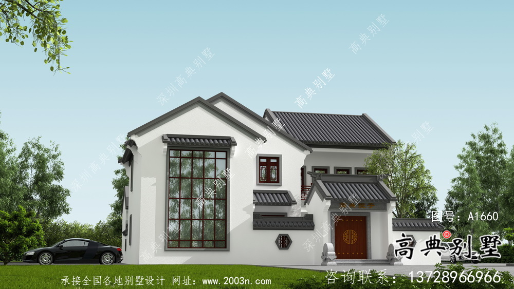 新中式文雅二層蘇式園林別墅設計圖紙