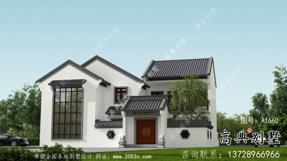 新中式文雅二層蘇式園林別墅設計圖紙