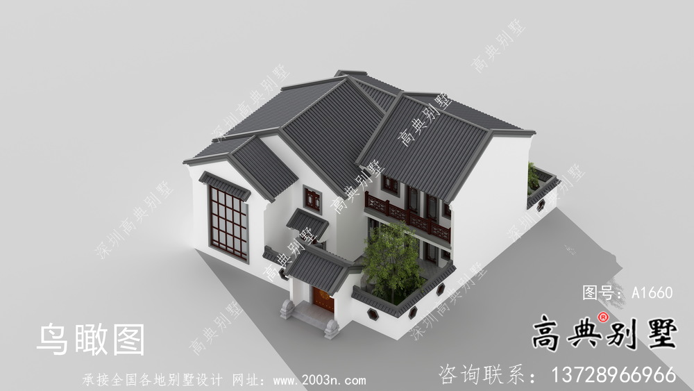 新中式文雅二層蘇式園林別墅設計圖紙