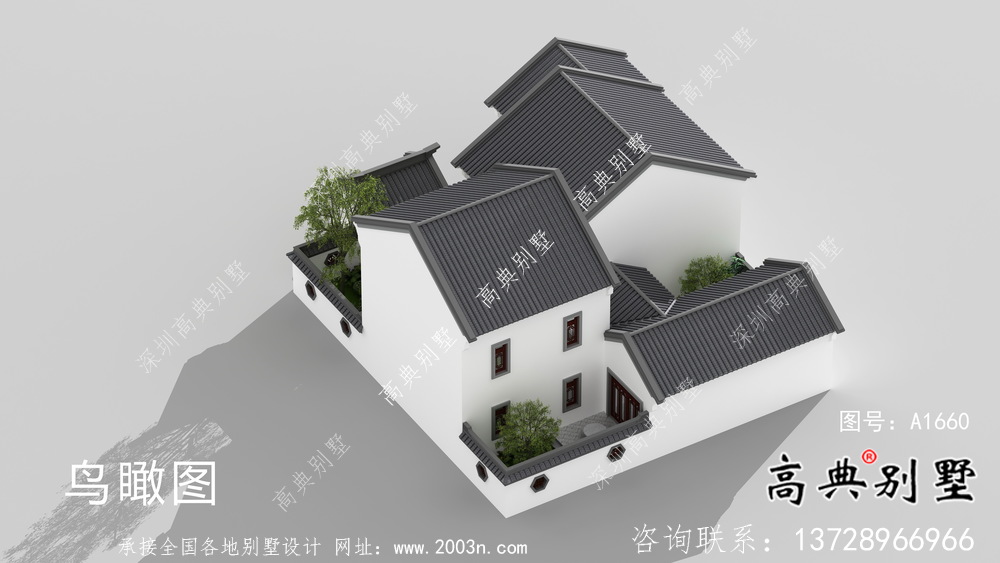 新中式文雅二層蘇式園林別墅設計圖紙