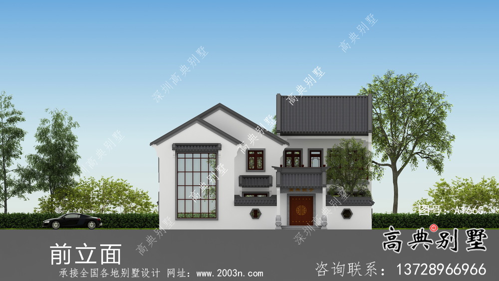 新中式文雅二層蘇式園林別墅設計圖紙