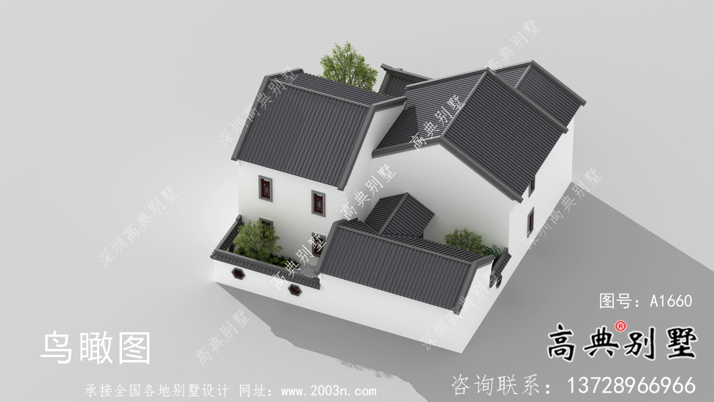新中式文雅二層蘇式園林別墅設計圖紙