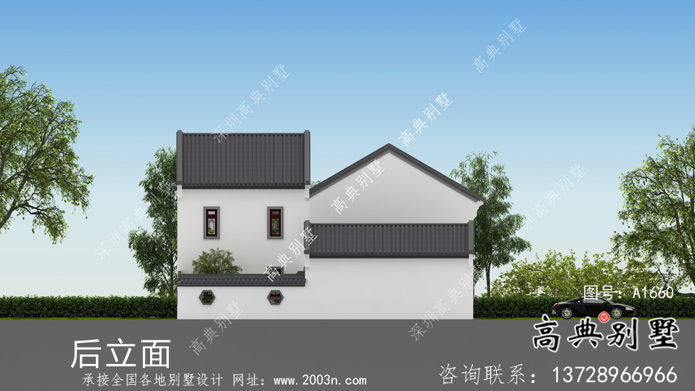新中式文雅二層蘇式園林別墅設計圖紙