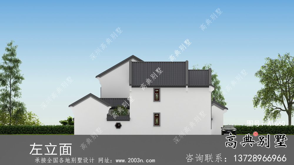 新中式文雅二層蘇式園林別墅設計圖紙