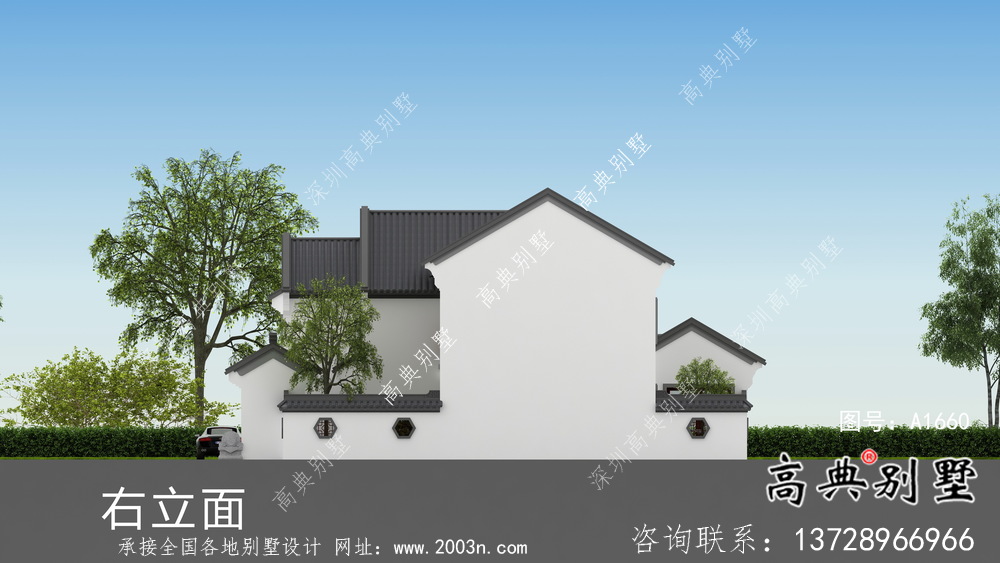 新中式文雅二層蘇式園林別墅設計圖紙