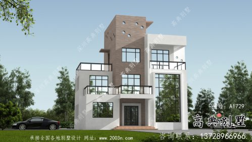 現代個性復式四層平屋頂別墅設計圖紙