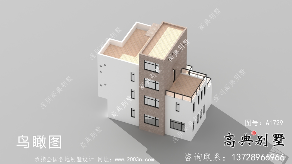 現代個性復式四層平屋頂別墅設計圖紙