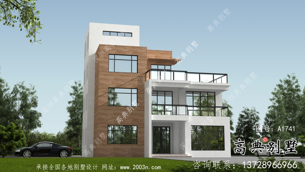 現代舒適三層小別墅設計圖紙