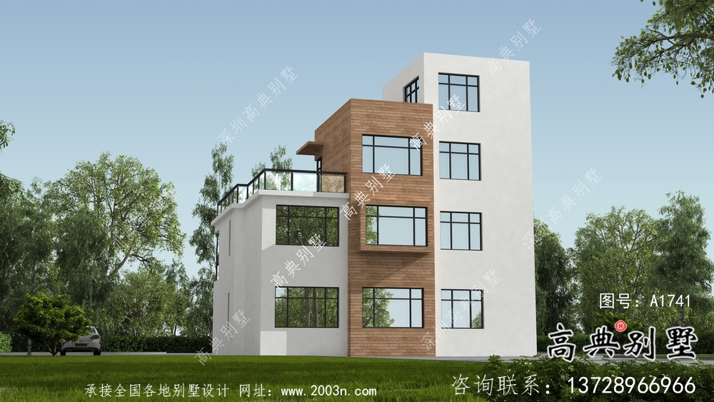 現代舒適三層小別墅設計圖紙