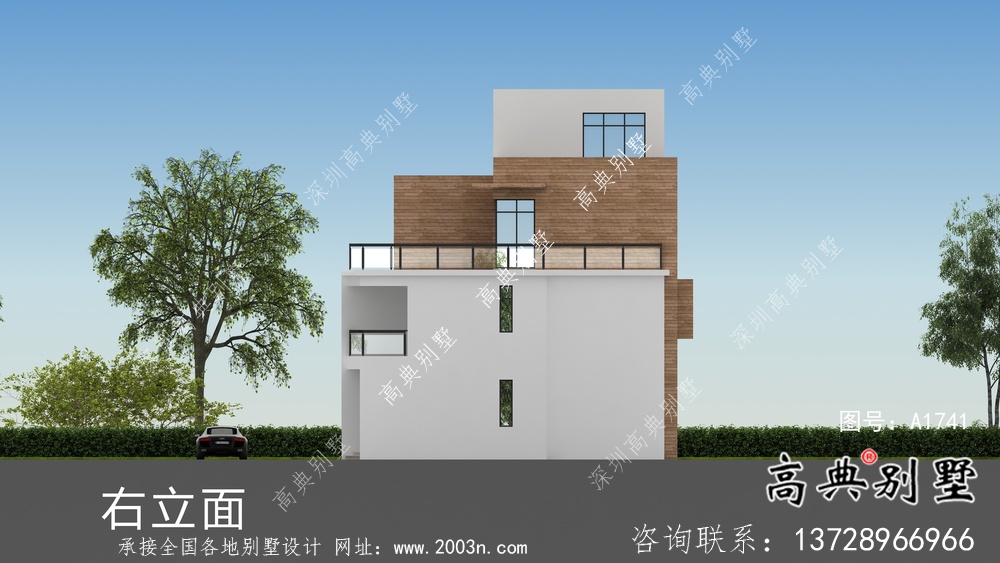 現代舒適三層小別墅設計圖紙