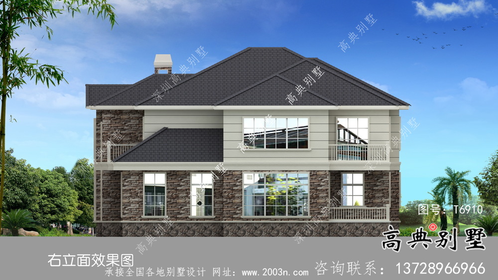 歐式簡約二層鄉村別墅設計效果圖