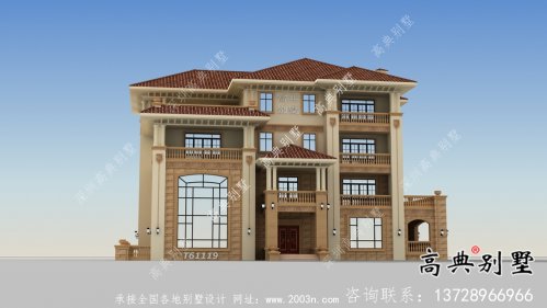 簡歐鄉村四層別墅設計圖紙與效果圖大