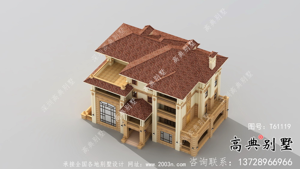 簡歐鄉(xiāng)村四層別墅設計圖紙與效果圖大全
