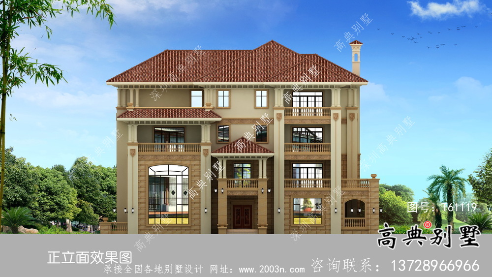 簡歐鄉(xiāng)村四層別墅設計圖紙與效果圖大全