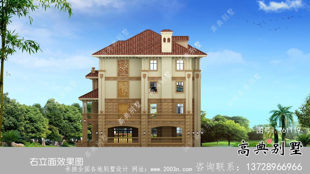 簡歐鄉(xiāng)村四層別墅設計圖紙與效果圖大全