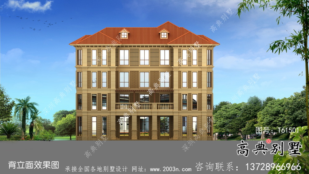 法式風格四層歐式農村別墅設計圖紙